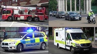 [London Compilation] Ladder Fire Truck, Police Cars and Ambulances responding
