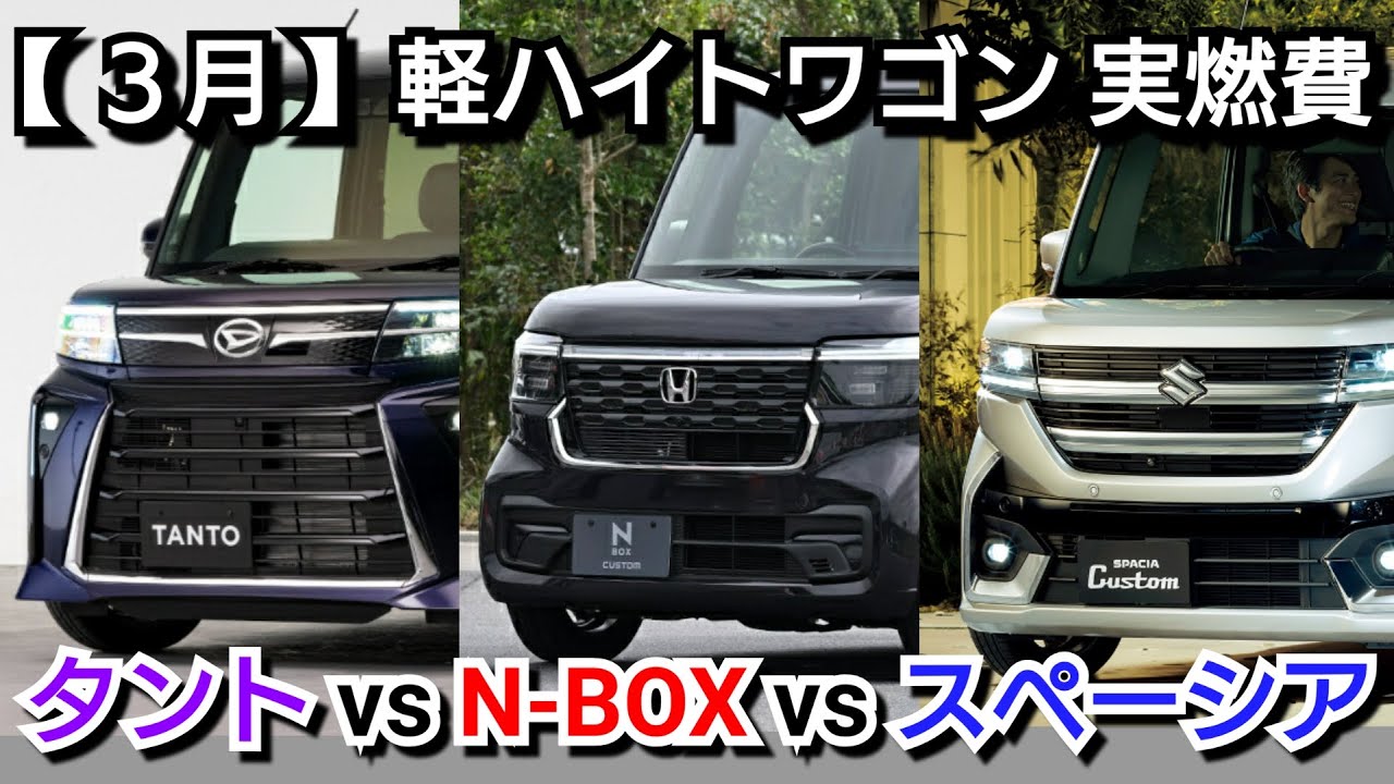 新型NBOX 新型スペーシア 新型タント 実燃費を比較！ダントツで低燃費