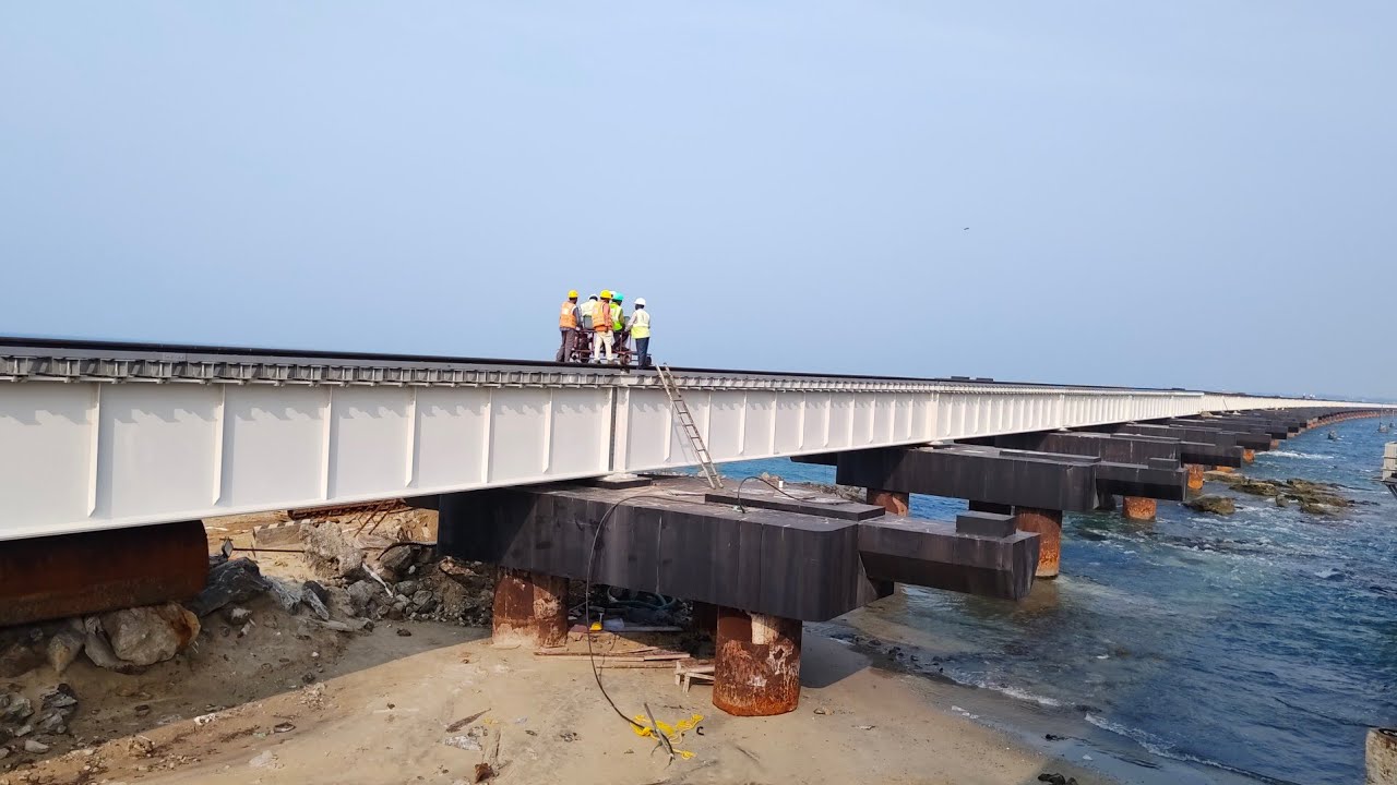 New Pamban Bridge Work 82 Completed New Pamban Bridge Construction