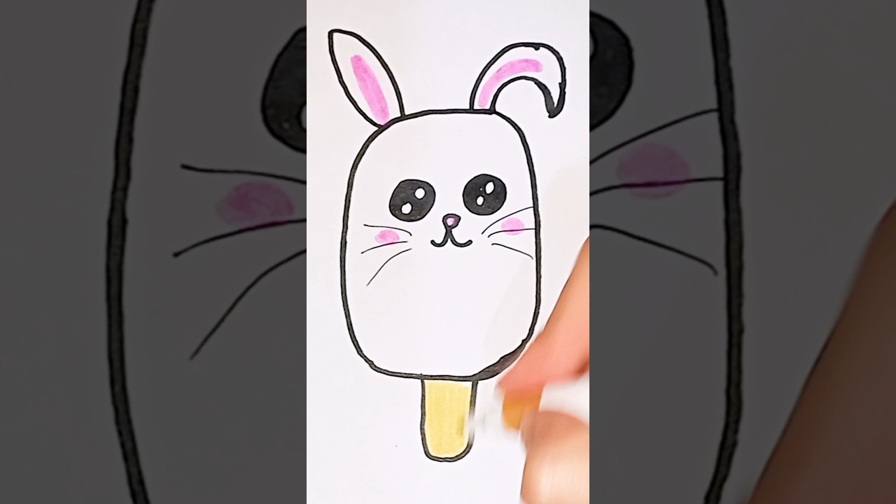 How to draw a cute Bunny🐰 İce cream🍦Step by Step drawing for kids 