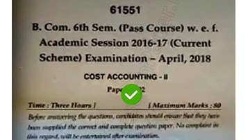 2018 Mdu BCom Pass 4th Sem Cost Accounting Question Paper