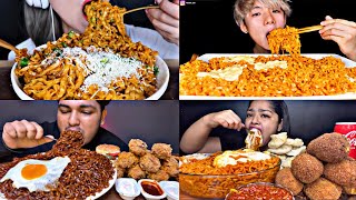 CARBO FIRE NOODLES SPICY BLACK BEAN NOODLES🌶MUKBANGERS EATING SPICY NOODLES😍ASMR MUKBANG EATING |