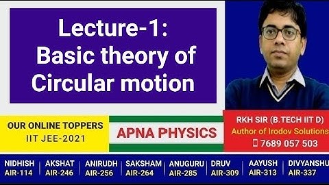 Lecture-1: Basic theory of Circular motion by RKH SIR