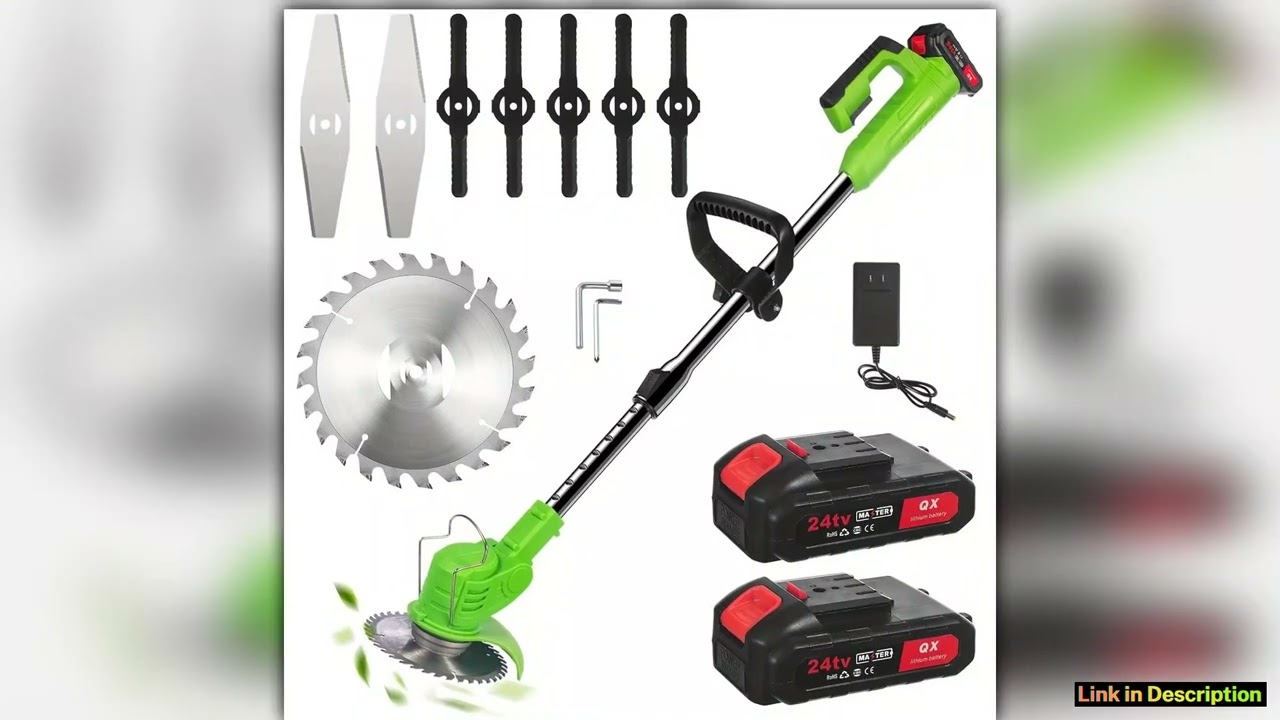 Weed Wacker Battery Operated 600W Cordless Grass Trimmer 51 Height Adjustable Brush Cutter with 8 B