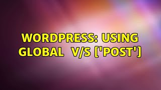 Wordpress: Using global $post v/s $GLOBALS['post']