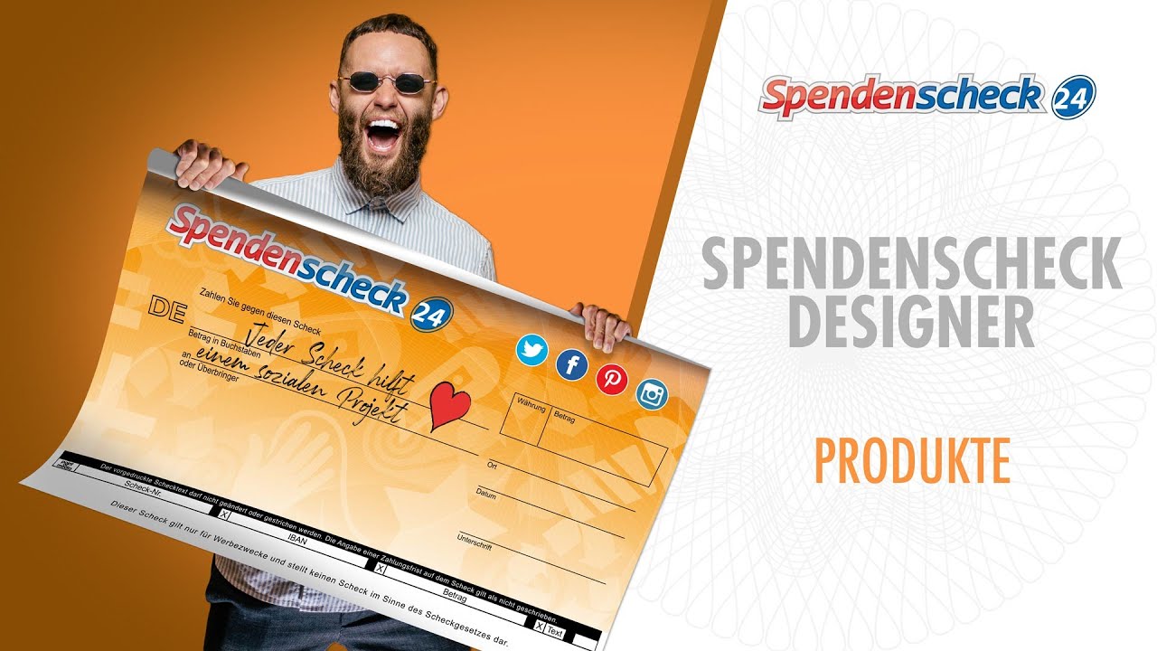 Spendenscheck Designer - Produktkonfiguration