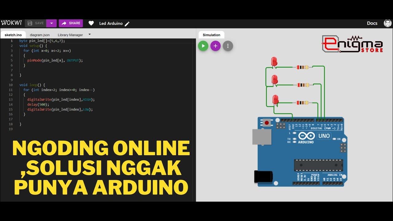 Ngoding Online Arduino dengan wokwoi - Project Menyalakan Led - YouTube