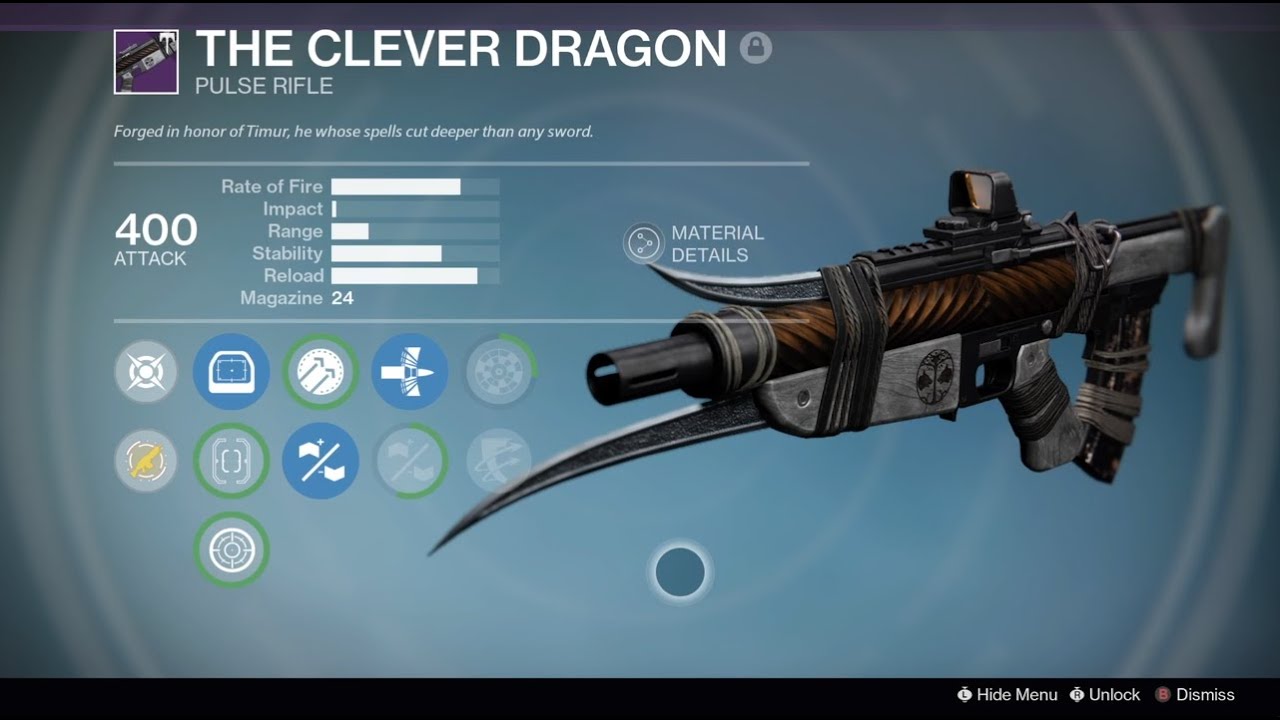 Destiny 1 The Clever Dragon Iron Banner Pulse Rifle legendary drop
