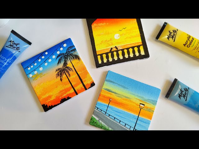 3 Paintings for beginners, 3 mini canvas paintings