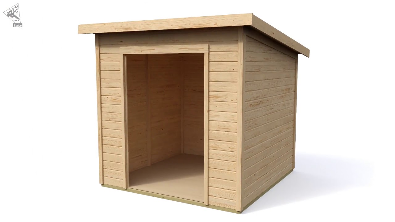 Karibu Gartenhaus 14mm Pultdach mit Anbaudach Montagevideo ...