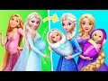 Elsa and rapunzel with kids  32 disney dolls diys