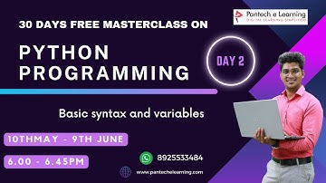 Day  02 - Python programming:Basic syntax and variables || Pantech eLearning