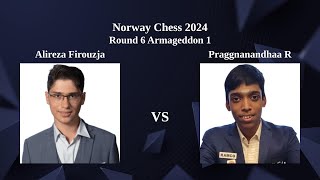 Armageddon - Alireza Firouzja beats Praggnanandhaa R | Round 6 Armageddon 1 | Norway Chess 2024