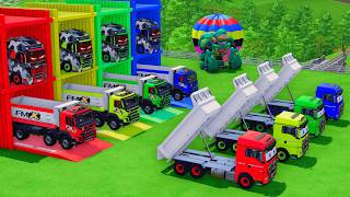 Garage with Colors ALL MIXER TRUCK WITH DOUBLE FLATBED TRAILER TRUCK, VOLVO, MAN, FMX, FS25 #386 screenshot 5