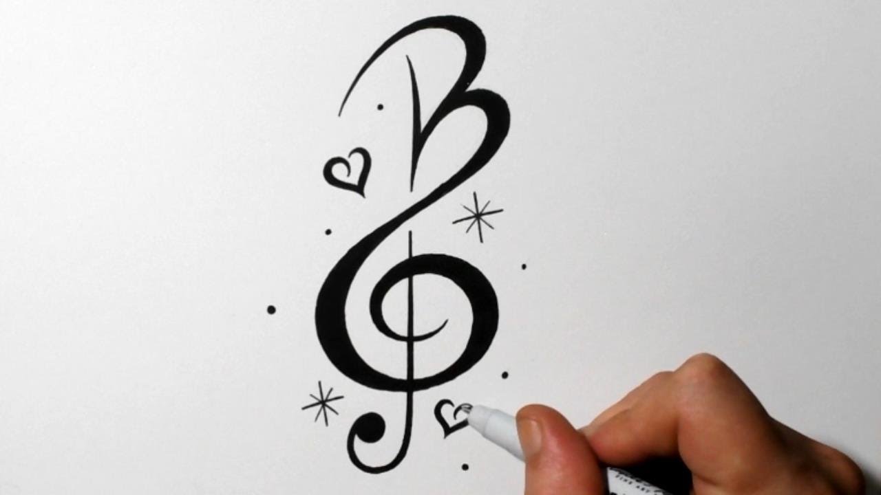 How to Combine Initials with Music Notes | Letter B - YouTube