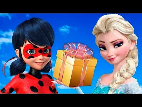 Видео: Miraculous Ladybug goes on birthday to Disney Princess Frozen Elsa - Decoration and Dress Up Game