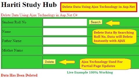 Delete Data From Database with Ajax Technology in Asp.Net C# | Hindi | Online Learning Classes Free