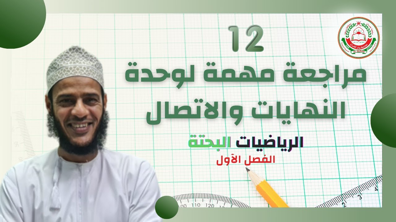 مراجعة مهمة لمادة الرياضيات البحتة ( وحدة النهايات والاتصال ) - للصف 12