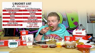 Fried chicken fan Kyle Gibson takes on KFC’s entire 12,000 calorie menu in one hour