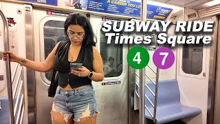 NYC Subway Ride to Times Square–42nd St Station from Borough Hall/Court St Station 4 & 7 Train Ride