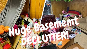 MASSIVE BASEMENT DECLUTTER/ decluttering the finished part of my basement. What a mess 🤦‍♀️