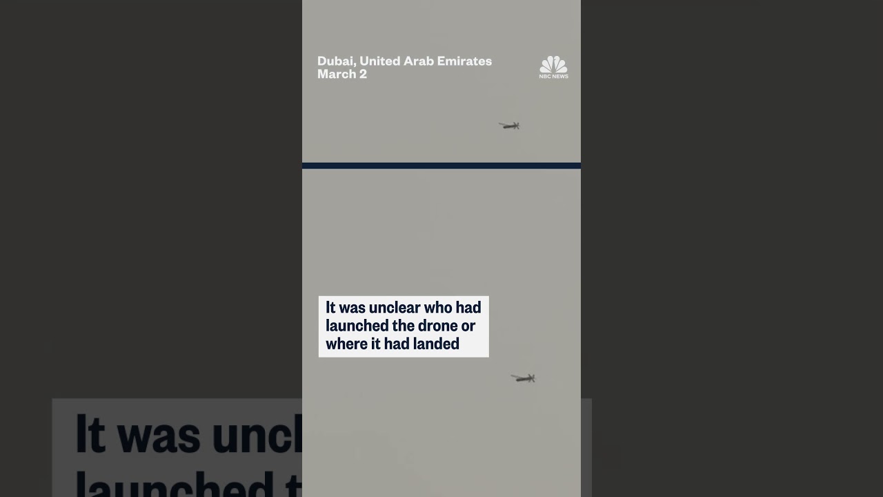 A drone is spotted over a Dubai golf course as the Iran conflict continues