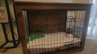 DWANTON Dog Crate Furniture with Cushion, Wooden Dog Crate Table Review