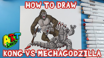 How to Draw KONG VS MECHAGODZILLA!!!