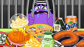 chipi chipi chapa chapa PRISON FOOD Mukbang | Grimace Mukbang Convenience Store | Animation ASMR