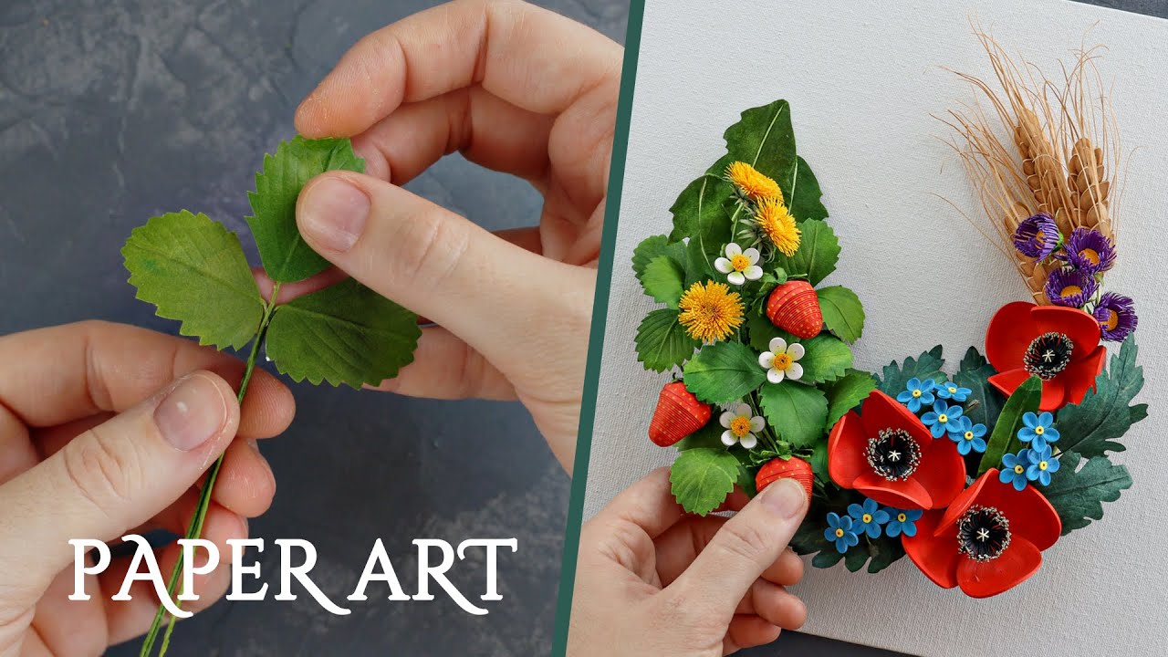 Paper Flowers Summer Wreath 3D Paper Art Botanical Art (Part 3