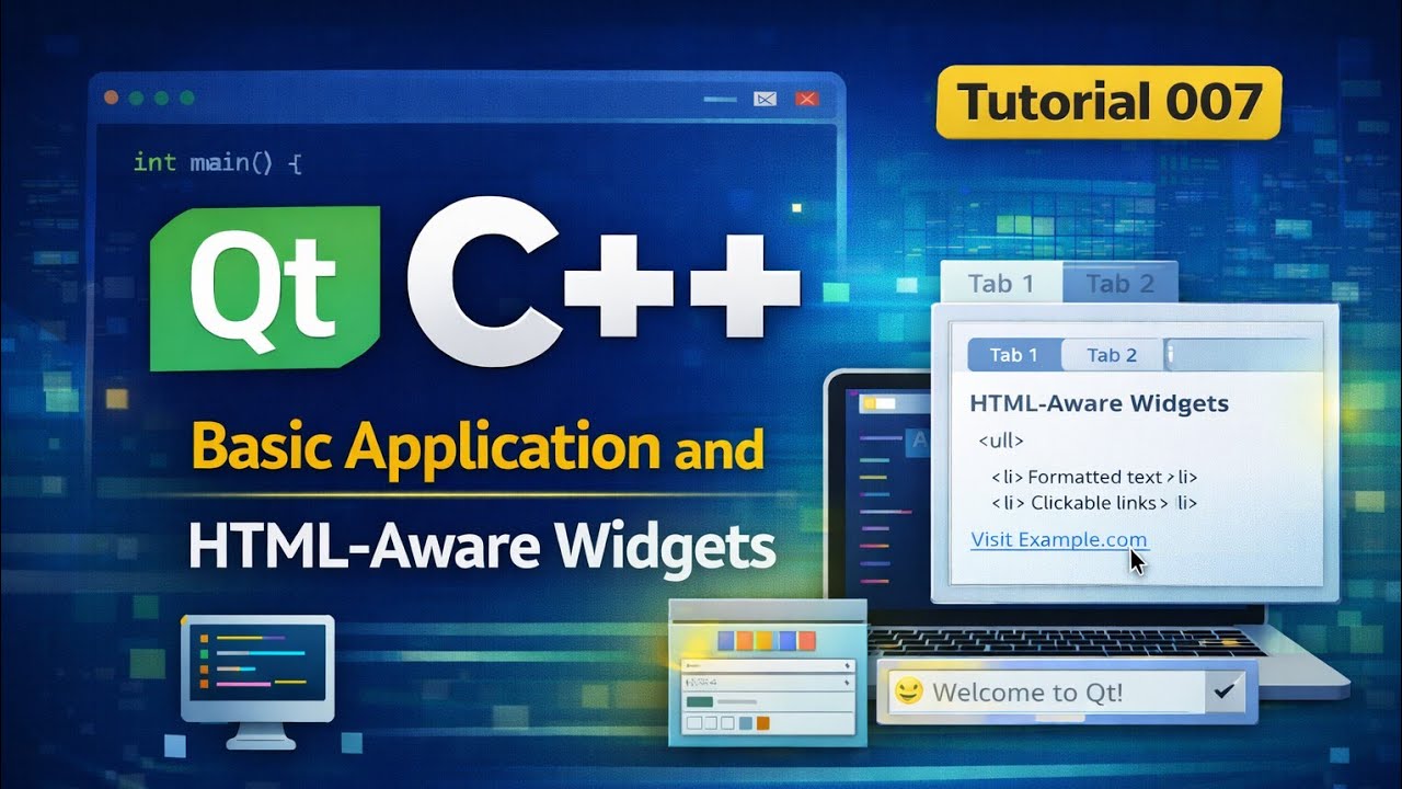 Qt C++ Tutorial 007 | Basic Application and HTML-Aware Widgets - YouTube