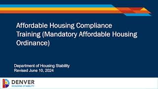 HOST Mandatory Affordable Housing Training