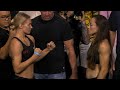 Viktoriia Dudakova vs. Jinh Yu Frey - Weigh-in Face-Off - (UFC 294: Makhachev vs. Volkanovski 2)