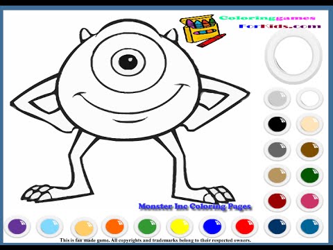 Monsters Inc Coloring Pages Monsters Inc Colouring Pictures Game Youtube
