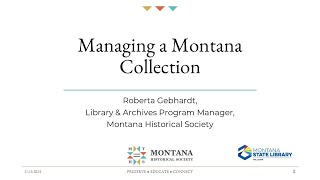 Managing Montana Collections - MSL Learn Webinar