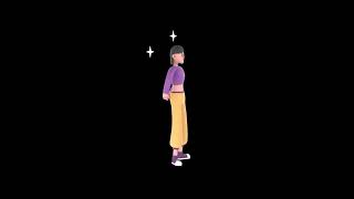 3D Cartoon Dancer Character Turntable | Big Smile Hands on Hips with Sparkles