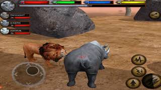 🦏Furious Rhino VS 🦁 Angry Elderly Lion Boss, Ultimate Savanna Simulator screenshot 5