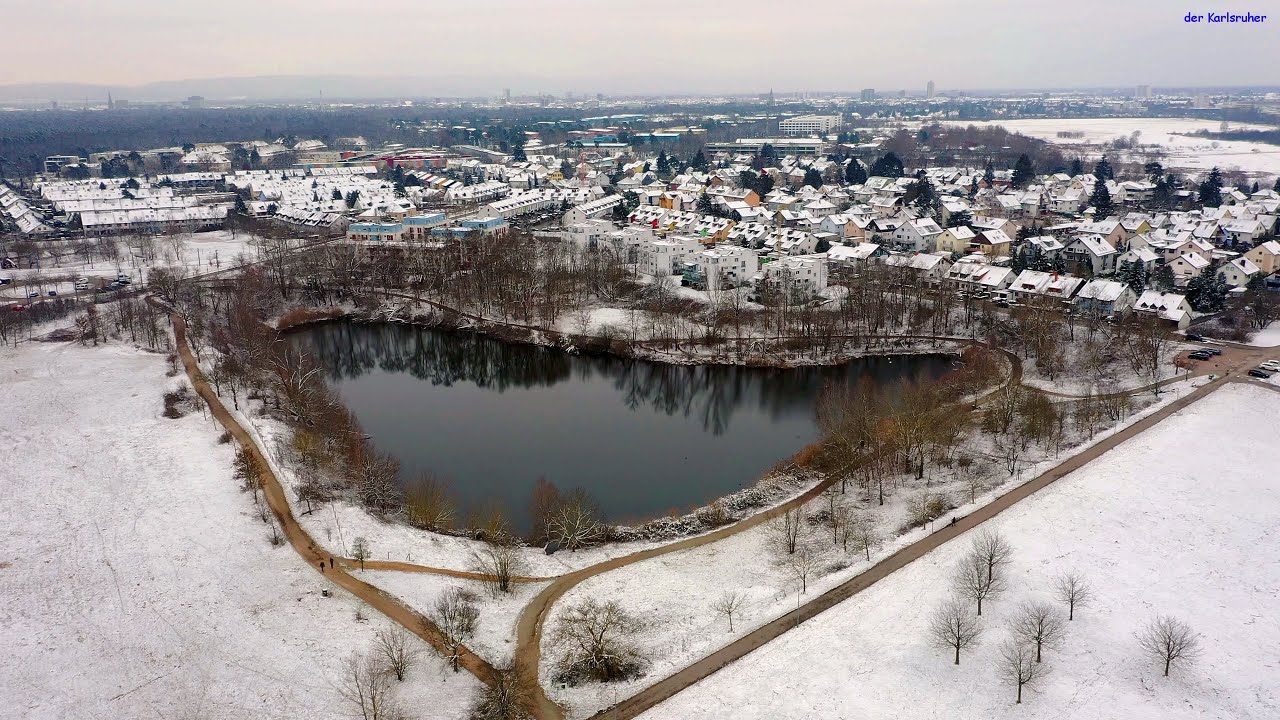 Schnee am Heidesee in Karlsruhe/Neureut 4K