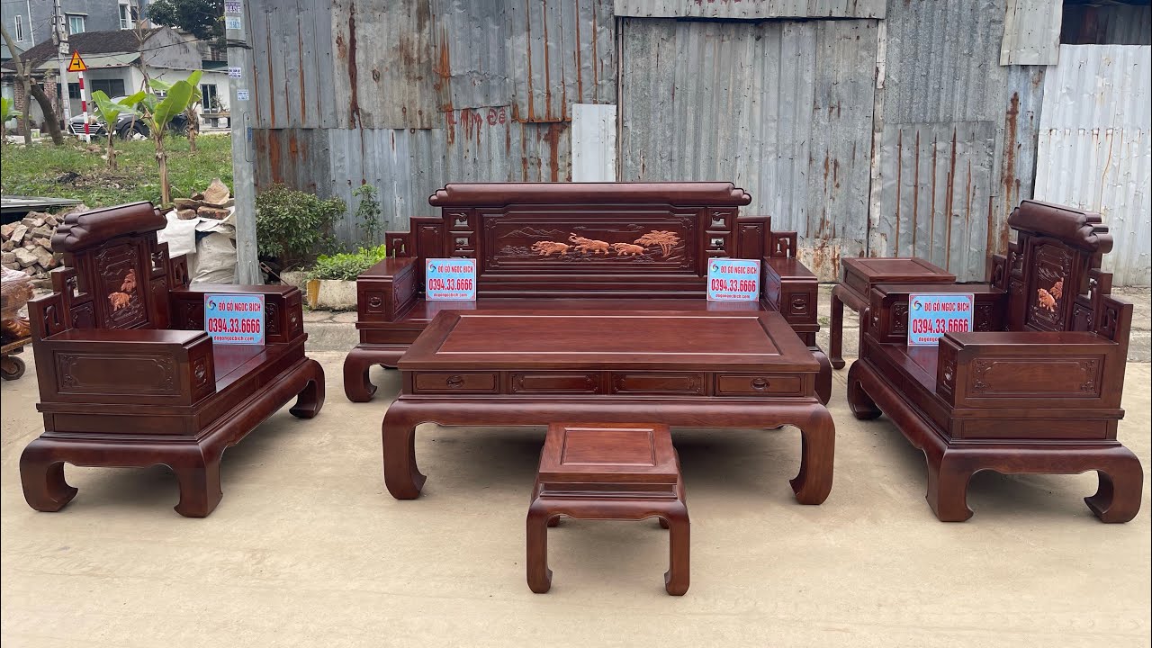 Bàn ghế Triện Tranh Sơn Thuỷ Kim Tượng