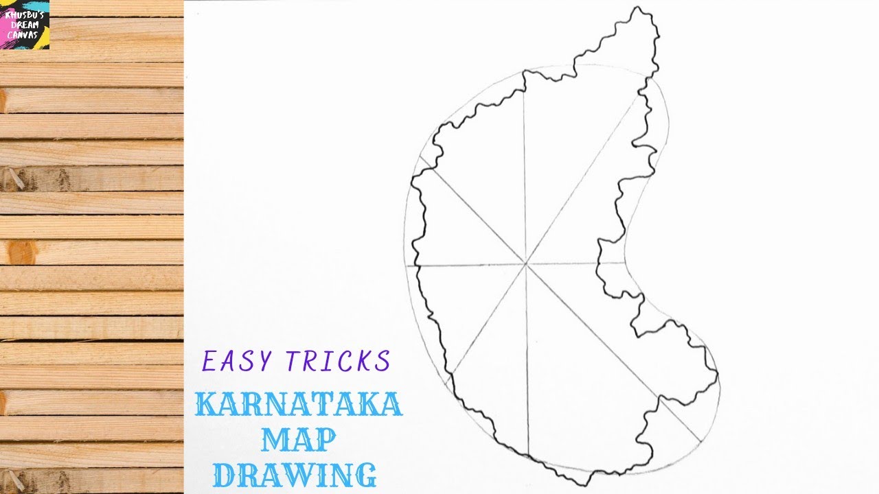How to draw Karnataka map step by step | Karnataka map drawing ...