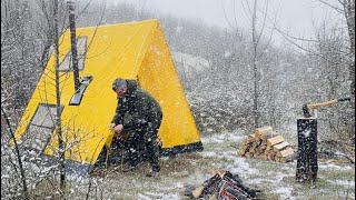 Caught in a Heavy Rainstorm and Snowfall - 3 Day Extreme Camp - ASMR