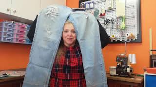 Sew to Sell Upholstery Fabric Wine Bottle Gift Bag Upcycled Repurposed Reclaimed Old Jeans Recycled