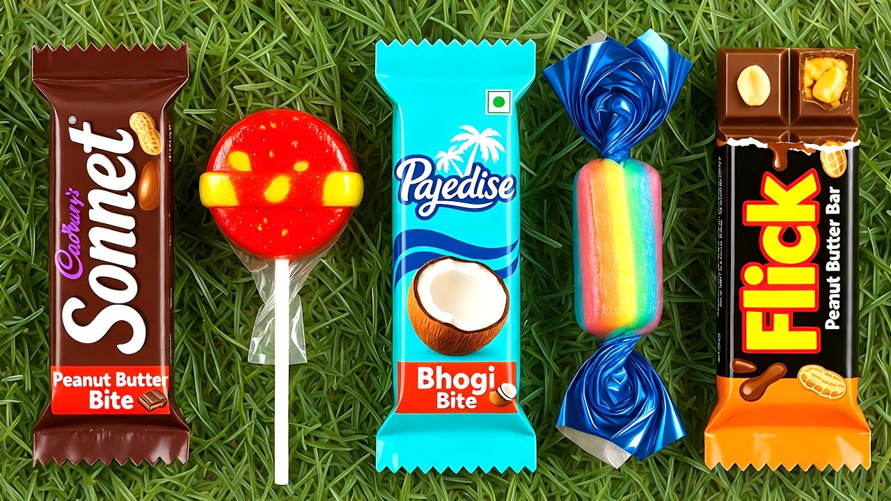 ASMR Most Popular Candys / some lots of colorful rainbow lollipop candy / unpacking chocolate vid 5