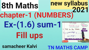 8th TN Maths EX-(1.6)sum-1(fill ups) chapter-1 (NUMBERS) new syllabus book samacheer kalvi 8th maths
