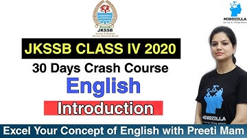 JKSSB CLASS IV 2020 | 30 Days Crash Course | English | Introduction  | By Preeti Mam