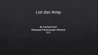 Pengoperasian list dan array (basic 4)