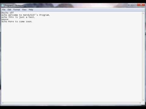 Simple  bat Program Using Notepad