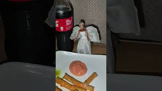 Barbie Doll and Cheese Stick with MayoKetchup Dipping! Yummy