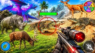 Ultimate Wild Dino Hunter Gameplay 🦖 Crocodile, Dragon & Rhino Hunting Mission | Animal Hunter Game