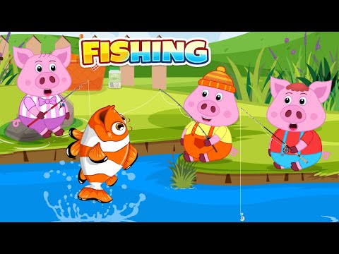Dono Pigs Go Fishing | Fishing Day Fun with the Three Pigs.